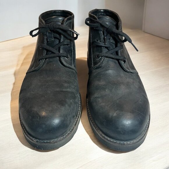 Ecco Hydromax Casual Leather Shoes Black Leather Mens Size EU 47 US 12.5/13